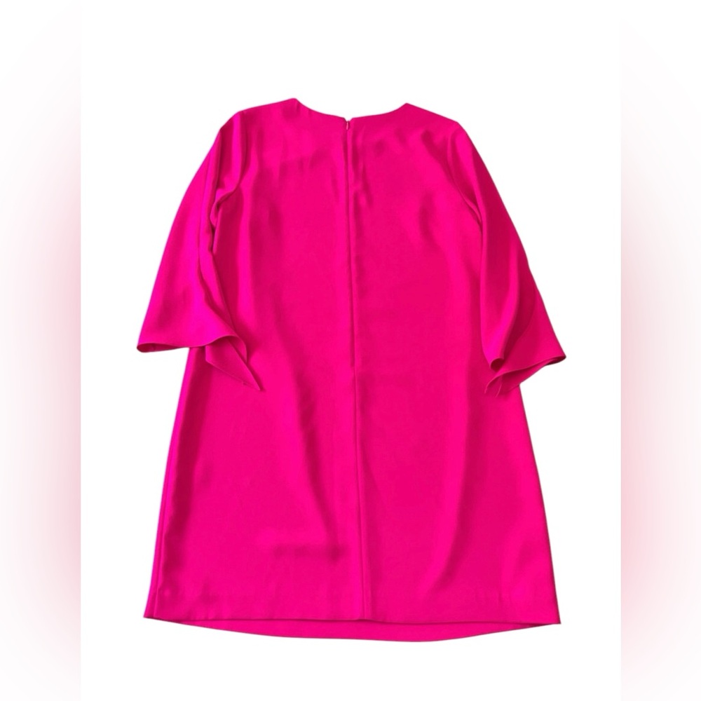CeCe Hot Pink Shift Dress ¾ Sleeve Tie Round Neck Knee Length Size 10 - Picture 6 of 14